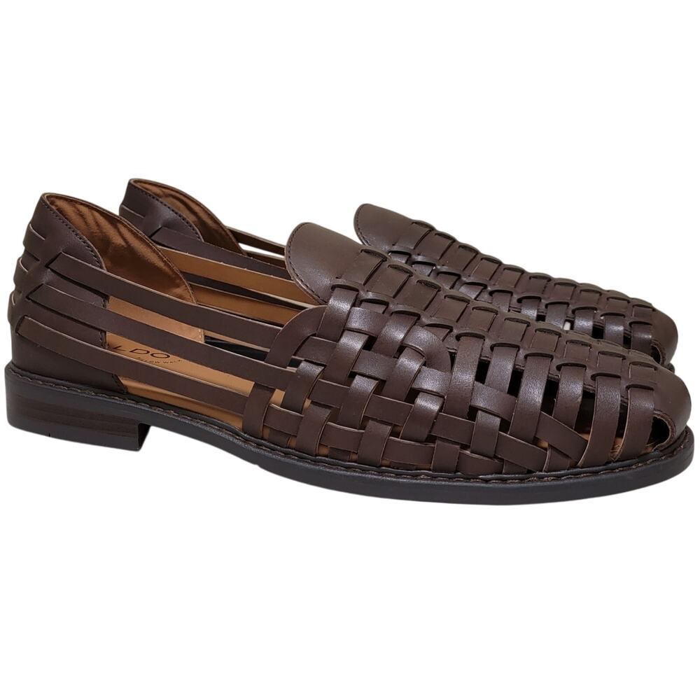 ALDO Men Windcrest Huarache Woven Slip On Sandals Size US 13M Smooth Brown